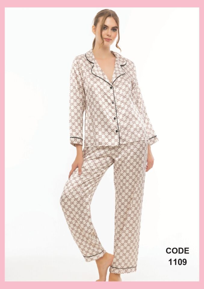 Zelda Uzun Kollu Saten Pijama