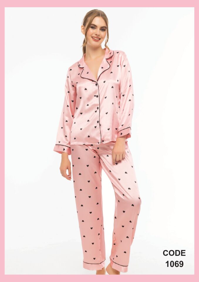 Zelda Uzun Kollu Saten Pijama